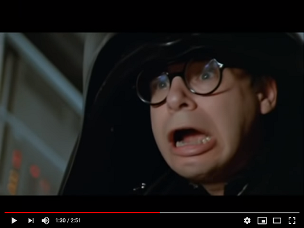 Dark Helmet going at ludicrous speed in Spaceballs