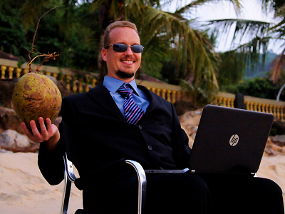 Dr. Mike on his coconut beach