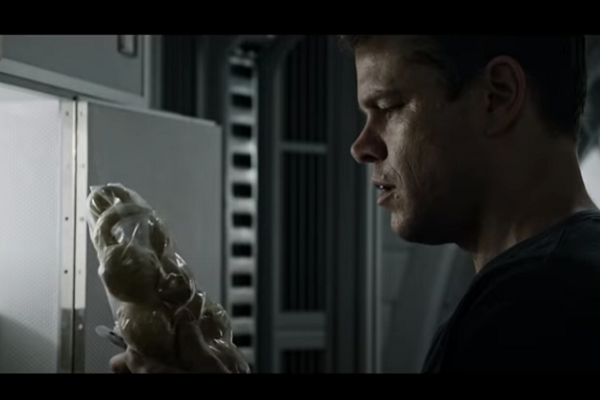 Matt Damon in The Martian looking at his last potatoes