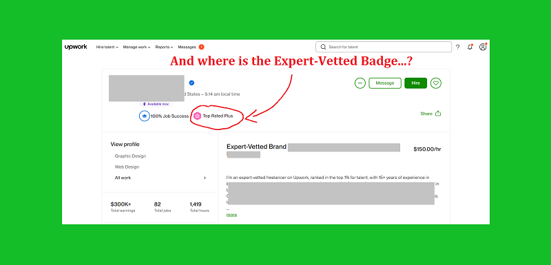 The No. 1 Freelance Site Exposed! Just Guess How Your Glorious Expert-Vetted Badge Is Shown to Upwork Clients